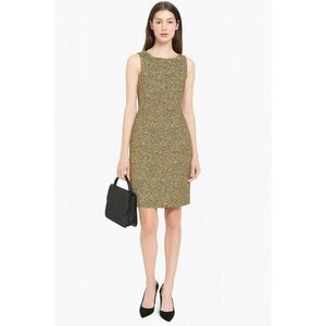 NWT J. Crew Womens Tan Basketweave Sleeveless Leopard Print Sheath Dress Size 6
